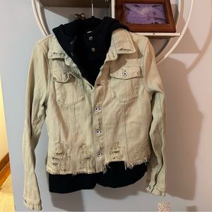 Free People Women's Medium M Double Weave Denim Jacket NWT